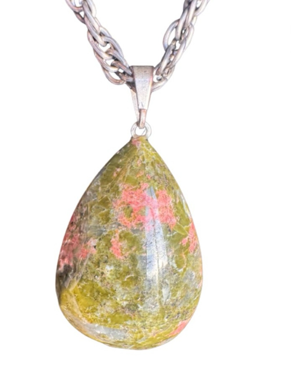 Genuine Unikite Stone on Silver chain. - Picture 2 of 4